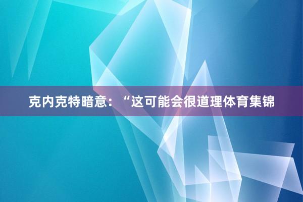克内克特暗意：“这可能会很道理体育集锦