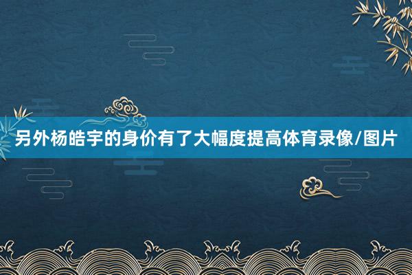 另外杨皓宇的身价有了大幅度提高体育录像/图片