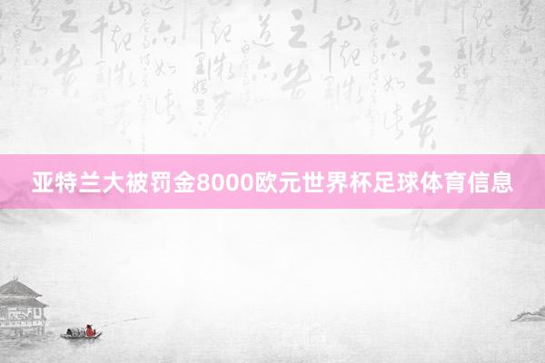 亚特兰大被罚金8000欧元世界杯足球体育信息