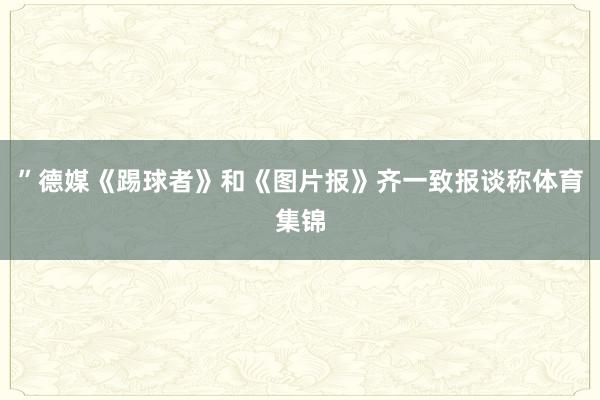”德媒《踢球者》和《图片报》齐一致报谈称体育集锦