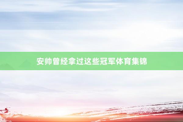 安帅曾经拿过这些冠军体育集锦