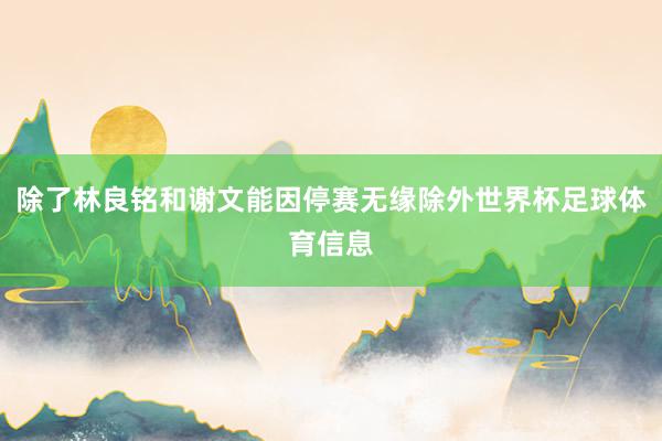 除了林良铭和谢文能因停赛无缘除外世界杯足球体育信息