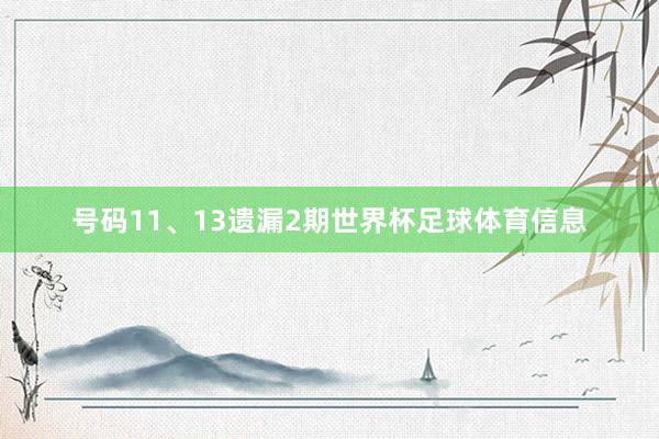 号码11、13遗漏2期世界杯足球体育信息
