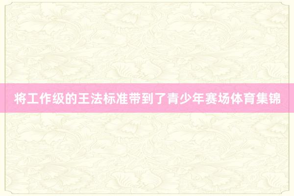 将工作级的王法标准带到了青少年赛场体育集锦