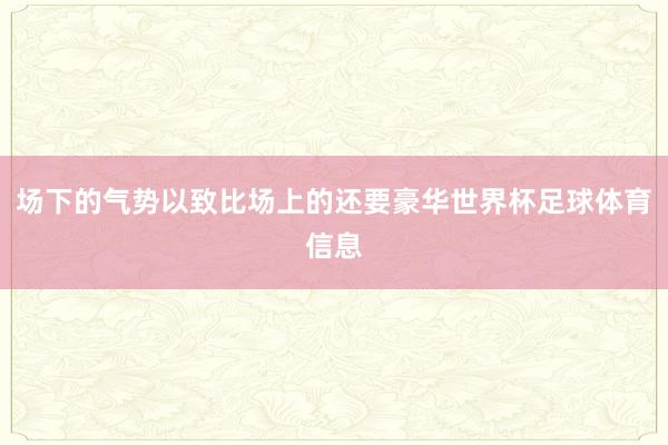 场下的气势以致比场上的还要豪华世界杯足球体育信息