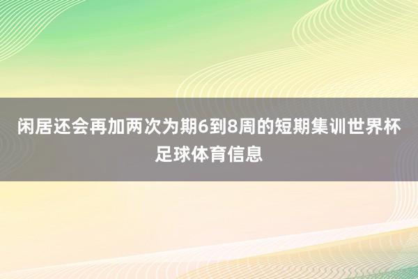 闲居还会再加两次为期6到8周的短期集训世界杯足球体育信息